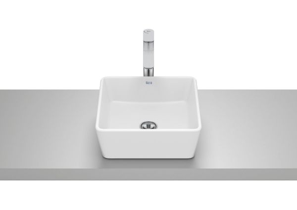 LAVABO OPTICA SOBRE ENCIMERA BLANCO MATE 350X350 SQUARE BASE RECTA A327B12620