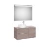 MUEBLE ESPEJO Y LAVABO MODELO GAP 2 CAJONES y 1 PUERTA ROBLE CITY PARA LAVABO SOBREENCIMERA DESPLAZADO A LA IZQUIERDA MEDIDA 1000X460